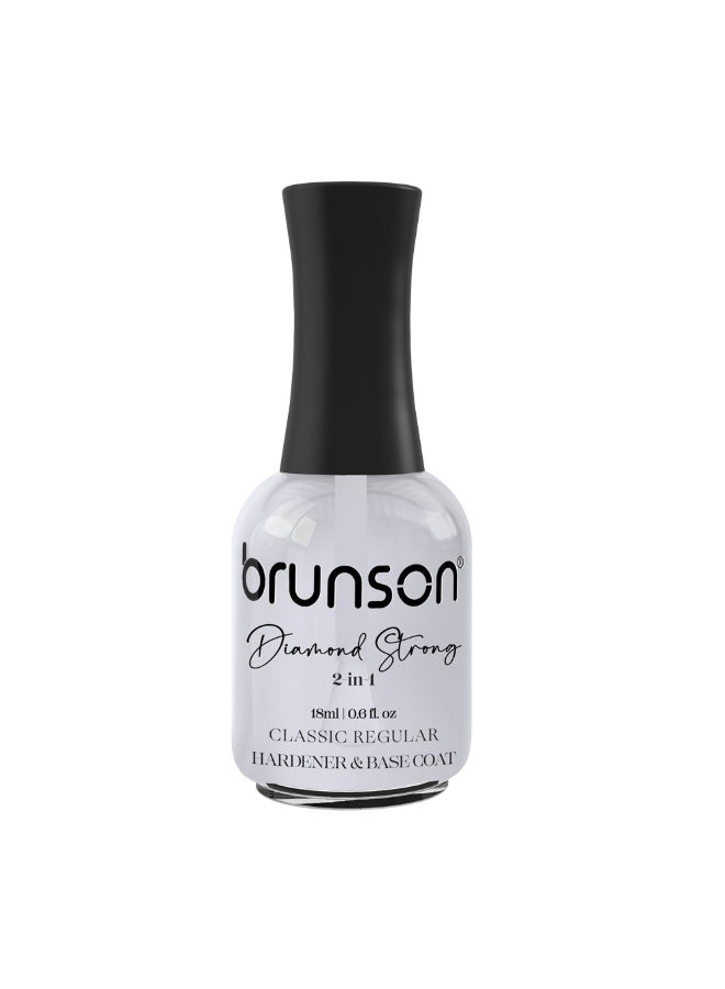 Brunson Diamond Strong Nail Hardener & Base Coat 18ml – Clear Nail Strengthener & Repair Polish for Weak, Brittle & Damaged Nails, Fingernail Treatment, Salon & Home Use, Long-Lasting Anti-Breakage